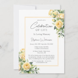 お祝いオブライフイエローローズ 招待状