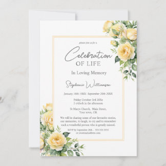 お祝いオブライフイエローローズ 招待状