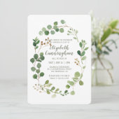 お祝いオブライフウォーターカラー緑葉 招待状 (スタンド正面)