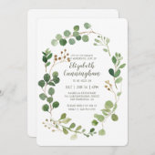 お祝いオブライフウォーターカラー緑葉 招待状 (正面/裏面)