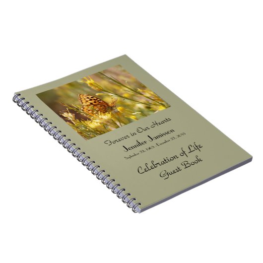 お祝いオブライフゲストブックイエローバタフライ ノートブック (右側)