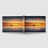 お祝いオブライフサンセットウォーターレイク魚釣りボート ゲストブック (全面)