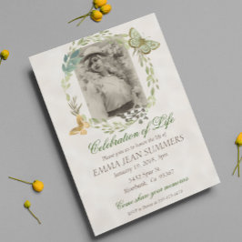 お祝いオブライフバタフライリース緑 招待状