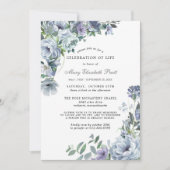 お祝いオブライフブルーフローラ招待状 招待状 (正面)