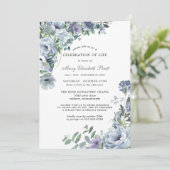 お祝いオブライフブルーフローラ招待状 招待状 (スタンド正面)