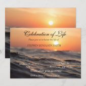 お祝いオブライフ海レイクサンセットサンライズ 招待状 (正面/裏面)