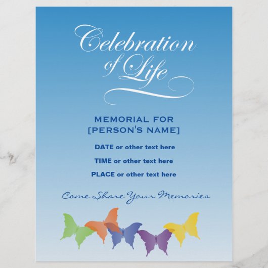 お祝いオブライフ蝶招待状フライヤー チラシ (正面)