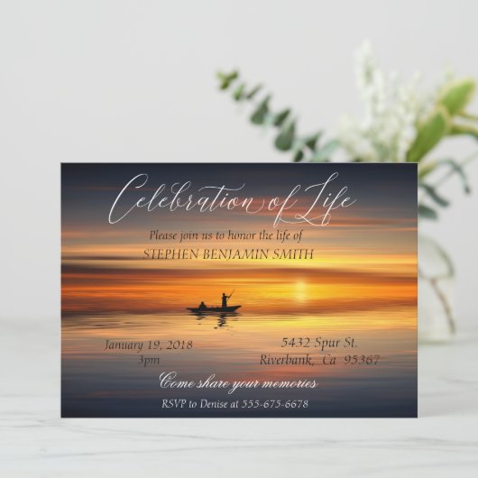 お祝いオブライフ魚釣りレイクサンセットサンライズ 招待状 (スタンド正面)