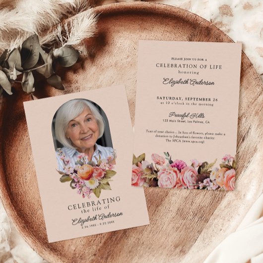 お祝いオブライフPink Roses & Peoniesフローラ 招待状