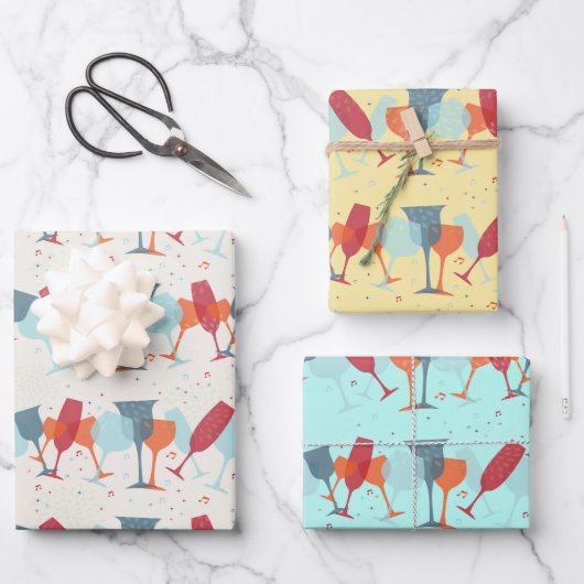 お祝いカクテルデザイン ラッピングペーパーシート (正面)