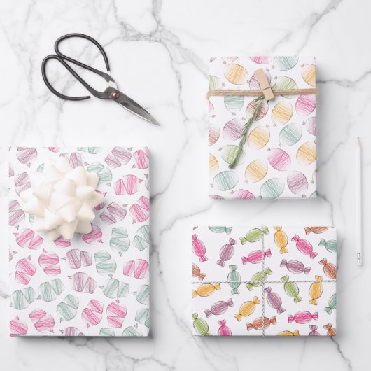 お祝いカップケーキ、バルーン、トフィーかわいい ラッピングペーパーシート (正面)