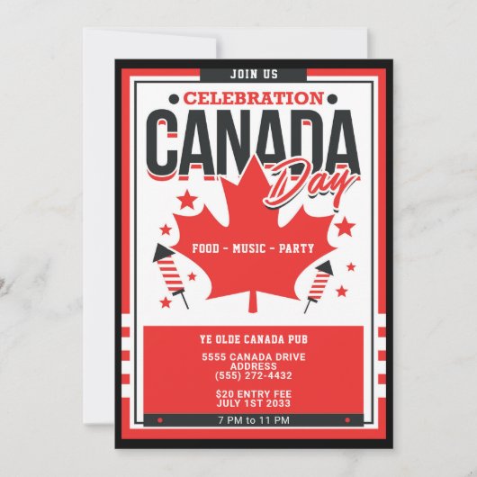 お祝いカナダデイフードミュージックパーティの招待状 シーズンカード (正面)