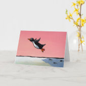 お祝いカードペンギンの芸術の永遠の楽天家 カード (黄色い花)