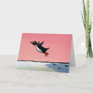 お祝いカードペンギンの芸術の永遠の楽天家 カード
