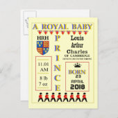 お祝いカード王室のプリンスルイス・オブ・ケンブリッジ インビテーションポストカード (正面/裏面)
