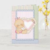 お祝いカード: ハートの女の赤ちゃん カード (黄色い花)