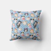 お祝いキャッツオンブルー水玉模様 クッション (裏面)