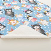 お祝いキャッツオンブルー水玉模様 シェルパブランケット (3/4)