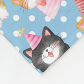 お祝いキャッツオンブルー水玉模様 フリースブランケット (角)
