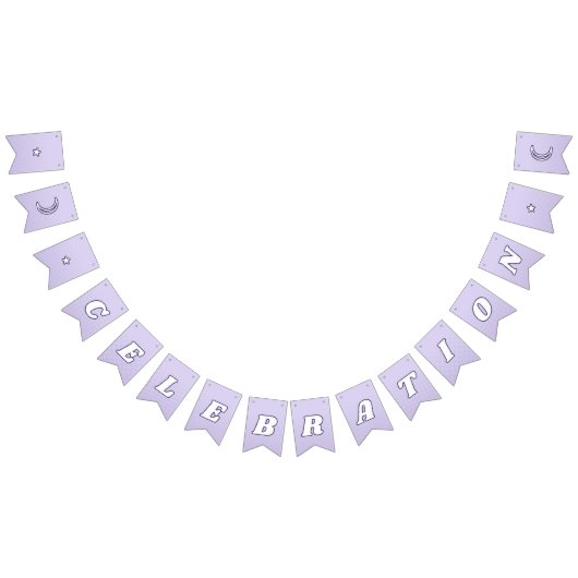 お祝いキュートラベンダーパープルファンキーレタリング バンティングフラッグ (全)