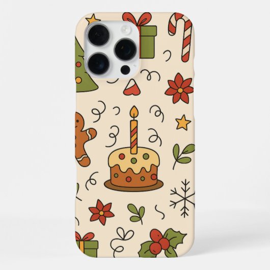 お祝いクリスマスの落書きパターン iPhoneケース (裏面)