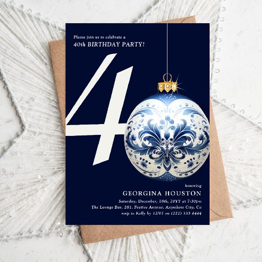 お祝いクリスマスボール 40歳の誕生日パーティー 招待状
