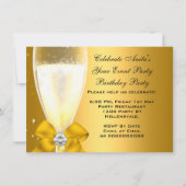 お祝いグリッター金ゴールドシルバーシャンパンパーティー 招待状 (裏面)