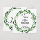 お祝いグリーンリース　受付のみ 招待状 (正面/裏面)