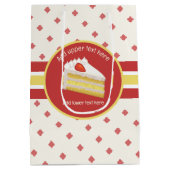 お祝いケーキ – スポンジスライス – パーティー紙吹雪 ミディアムペーパーバッグ (裏面)