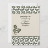 お祝いシャワーま結婚たはオリーブグリーン ノートカード (裏面)