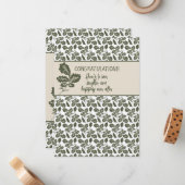 お祝いシャワーま結婚たはオリーブグリーン ノートカード (正面/裏面インサイチュ)