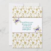 お祝いシャワーま結婚たは金ゴールド紫 ノートカード (裏面)