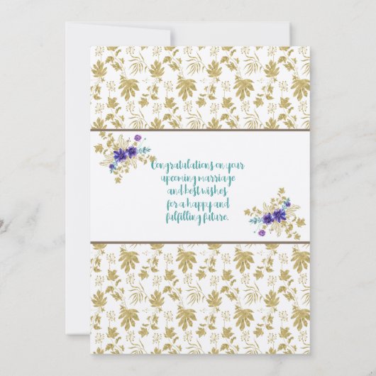 お祝いシャワーま結婚たは金ゴールド紫 ノートカード (裏面)