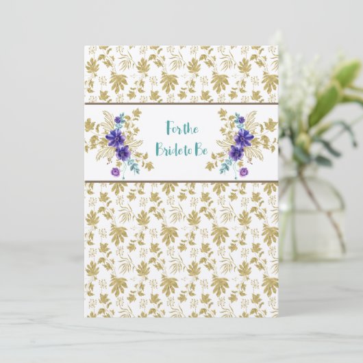 お祝いシャワーま結婚たは金ゴールド紫 ノートカード (スタンド正面)