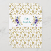 お祝いシャワーま結婚たは金ゴールド紫 ノートカード (正面/裏面)