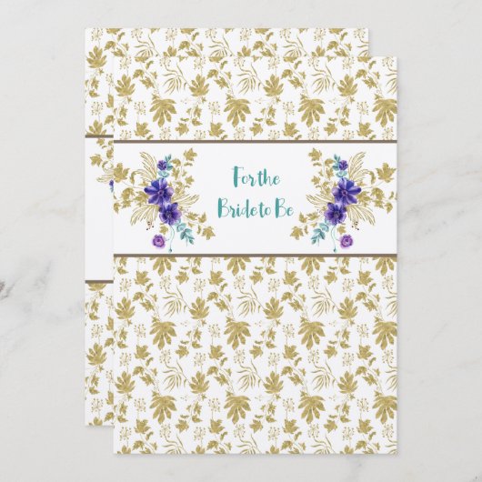 お祝いシャワーま結婚たは金ゴールド紫 ノートカード (正面/裏面)