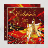 お祝いシャンパン抽象芸術レッド金ゴールドパーティー3 招待状 (正面/裏面)