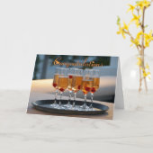 お祝いシャンペンは最近結婚します カード (黄色い花)