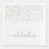 お祝いシルバーホワイト紙ディナーナプキン (正面)