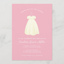 お祝いシンプルガウンバプティスディナー招待状