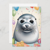 お祝いシール:誕生日カードテンプレート 招待状 (正面/裏面)