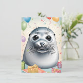 お祝いシール:誕生日カードテンプレート 招待状 (スタンド正面)