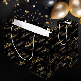 お祝いスクリプトパターン ラージペーパーバッグ