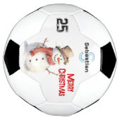お祝いスノーマンのモノグラム入りメリークリスマス サッカーボール (回転)