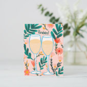 お祝いスパークリングワインチャンピエーンフローラルコングラッツ ポストカード (スタンド正面)