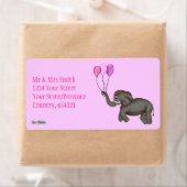 お祝いゾウ（ピンク） ラベル (インサイチュ)