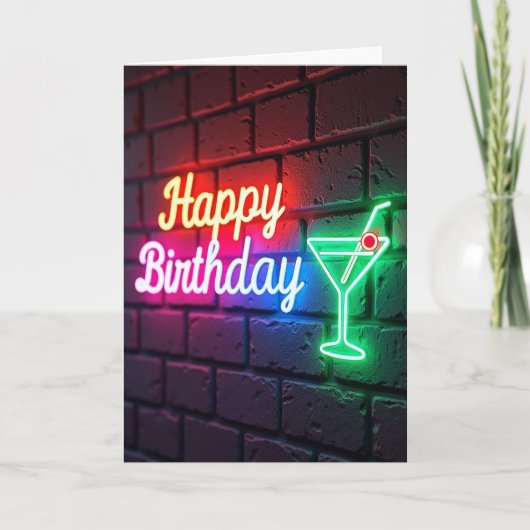 お祝いネオン誕生日カード カード (正面)