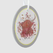 お祝いハイランドカウハッピースコティッシュグレーオルナム オーナメント (正面)