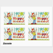 お祝いハッピーバースデー 長方形シール (シート)