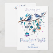 お祝いハヌカ、平和 愛 光 シーズンカード (正面/裏面)